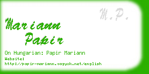 mariann papir business card